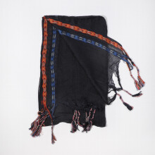 1pc Mens Ring Link Photo Buckle Pattern Ethnic Style Tassel Scarf