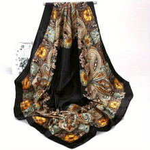 1pc Fashionable Cashew Print Satin Square Scarf Large Shawl Square Scarf For Men