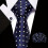3pcs set Mens Plaid Pattern Tie Pocket Scarf Cuff Set For Suits 7