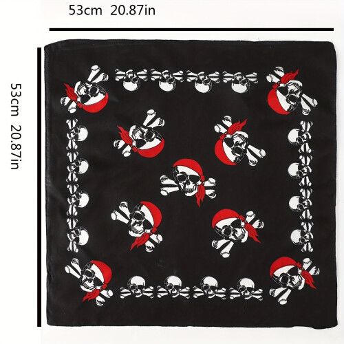 1pc Mens Skull Print Square Scarf 2