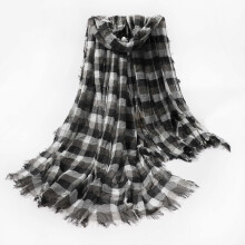 1pc Windproof And Checkered Mens Versatile Boho Style Tassel Bandana Scarf For Outdoor Activity