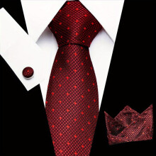 3pcs set Polka Dot Tie Handkerchief Woven Classic Mens Necktie