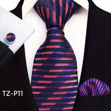 3pcs set Mens Tie Pocket Square Cufflinks Business Tie 1200 Needles 3 Colors Warp Jacquard Fabric