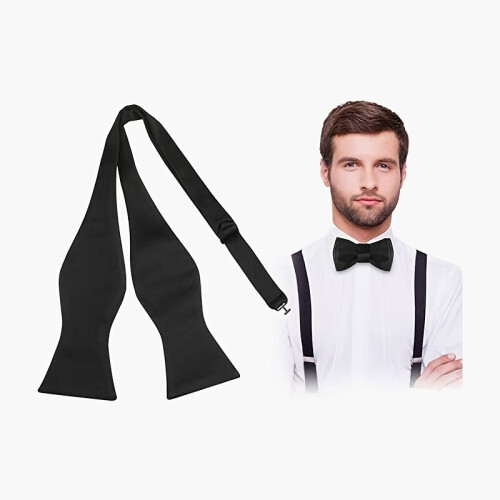 Mens Silk Solid Bow Tie For Banquet Groom Wedding 1