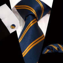 1 Set Business Party Wedding Classic Necktie Pocket Square And Hanky Cufflinks Set For Men