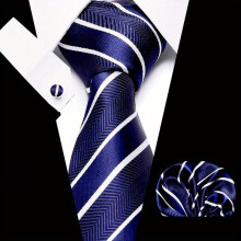 3pcs set Mens Tie Business Formal Striped Ties And Handkerchief Set Woven Pocket Square Wedding College Striped Necktie