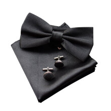 Three Piece Set Mens Bow Tie Handkerchief Handkerchief Cufflinks With Bow Tie Set
