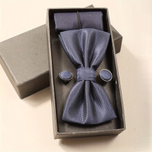 Mens Bow Tie Set Solid Bow Tie Pocket Square Cufflinks Set Formal Business Wedding Bow Tie Set Gift For Men