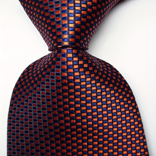Mens Plaid Jacquard Woven Tie 1