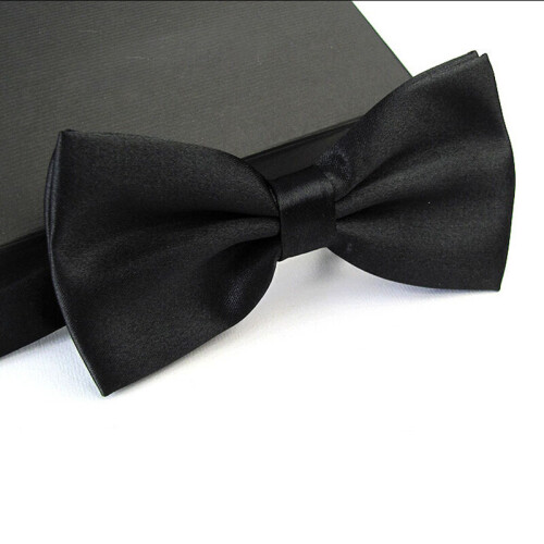 Mens Classic Solid Adjustable Satin Bow Tie For Wedding Party
