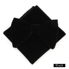 Mens Velvet Bowtie & Pocket Square Set Wedding Groomsmen Formal Event Accessories