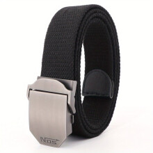 1pc Aluminum Alloy Buckle Automatic Belt Casual Casual Breathable Canvas Belt For Men