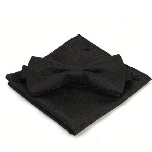 2pc set Polyester Formal Mens Bow Tie Handkerchief Casual