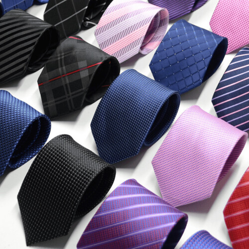 Mens Tie Business Plain Stripe 8C Arrow Jacquard Tie 1
