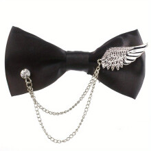 1pc Metal Chain Decorated With Double Layer Bow Tie Party Dress Bow For Men