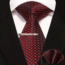 3pc set Silk Tie And Square Scarf Tie Clip Casual Tie Sets For Party Work For Men