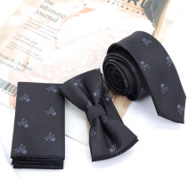 3pcs Mens Neck Tie Set Skeleton Pattern Bow Tie Necktie Decorative Accessories For Party Holiday Wedding