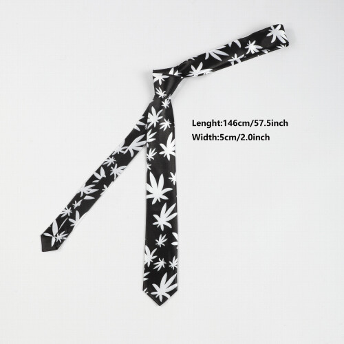 1PC Mens Vacation Floating Leaf Silky Tie Accessories 2
