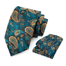 2pcs set Mens Tie Jacquard Tie Square Set Floral Wedding Tie Pocket Square Silk Handkerchief