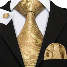 Mens Jacquard Tie & Hankerchief & Cufflinks Party Wedding Business Accessories Sets
