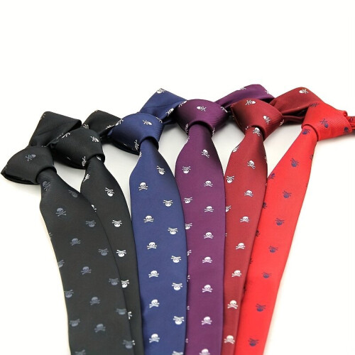 Polyamide Skull Pattern Tie Sets 2 36in Wide 57 09in Long Tie For Men 1