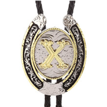 1pc Western Cowboy Zinc Alloy BOLO Tie Round Natural Letter X Tie Western Cowboy Shirt Accessories Tie
