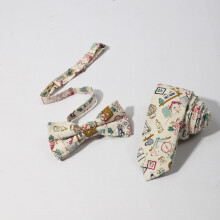 Mens Cartoon Pattern Necktie Bow Tie Set For Wedding Party Wear Casual Tie Bow Tie Great Gift For Men