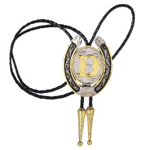 1pc Western Cowboy Zinc Alloy BOLO Tie Round Natural Letter D Tie Western Cowboy Shirt Accessories Tie