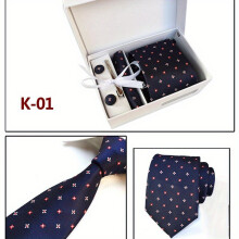 Mens Tie Dot Flower Striped Necktie Pocket Square Cufflinks Tie Clip Set With Formal Business Wedding Necktie Set Gift For Men