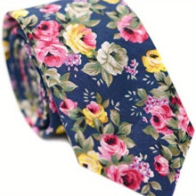 Mens Tie Cotton Printed Floral Tie 6 Tight Narrow Tie With Various Designs
