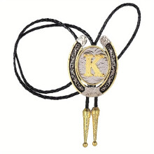 1pc Bolo Tie For Men Golden K Letter Western Cowboy Bolo Tie For Cowboy