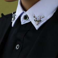 1pair Mens Collar Knitted Shirt Collar Deer Army Flower Collar Buckle Personality Shirt Collar Accessories