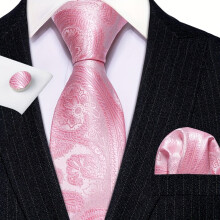 Mens Jacquard Tie & Hankerchief & Cufflinks Party Wedding Business Accessories Sets