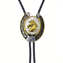 Mens Retro Tie Horse Pattern Buckle Adjustable Neckties Western Cowboy Shirt Sweater Accessories