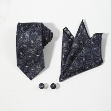Mens Tie Set Jacquard Paisley Necktie Pocket Square Cufflinks Set Formal Business Wedding Necktie Set Gift For Men
