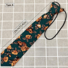 Printed Parent child Tie Casual Travel Vacation Short Small Tie Hand Knotted Suit Retro Dark Green Bottom Yellow Flower Matching Shirt Photography Pro