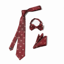 3pcs set Mens Suit Versatile Business Banquet Commuter Wedding Racket Printed Neck Tie Chest Scarf Set For Bridal Groomsmen