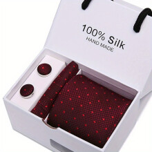 Mens Tie & Pocket Towel & Cufflinks Business Formal Wedding Accessories