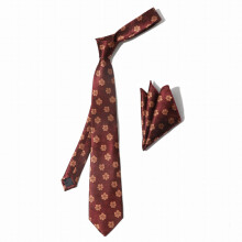 2pcs Mens Suit Versatile Business Banquet Commuting Year Groomsmen Wedding Pattern Tie Pocket Towel Set