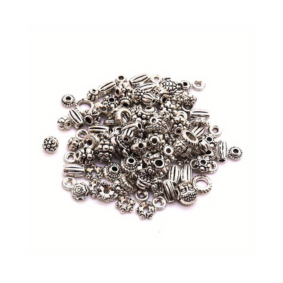 100pcs Metal Bead Vintage Silver Tube Bead Zinc Alloy Spacer Loose Beads For Diy Bracelet Jewelry Making-image-OPC-PC6DHRY-NEW