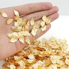 100pcs Perforated Iron Leaves Beadwork Jewelry Making Supplies