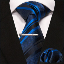 1pc Tie And Pocket Square With Tie Clip Sets For Party And Business For Men