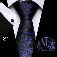 1pc Tie Set With Cuff Square Scarf Business Business Tie Costume Dressing Accessories For Birthday Gift Fathers Gift For Men