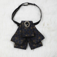 1PC Mens Formal Dress Wedding Banquet Vintage Skeleton Head Mural Pattern Gemstone Collar Flower Bow Tie