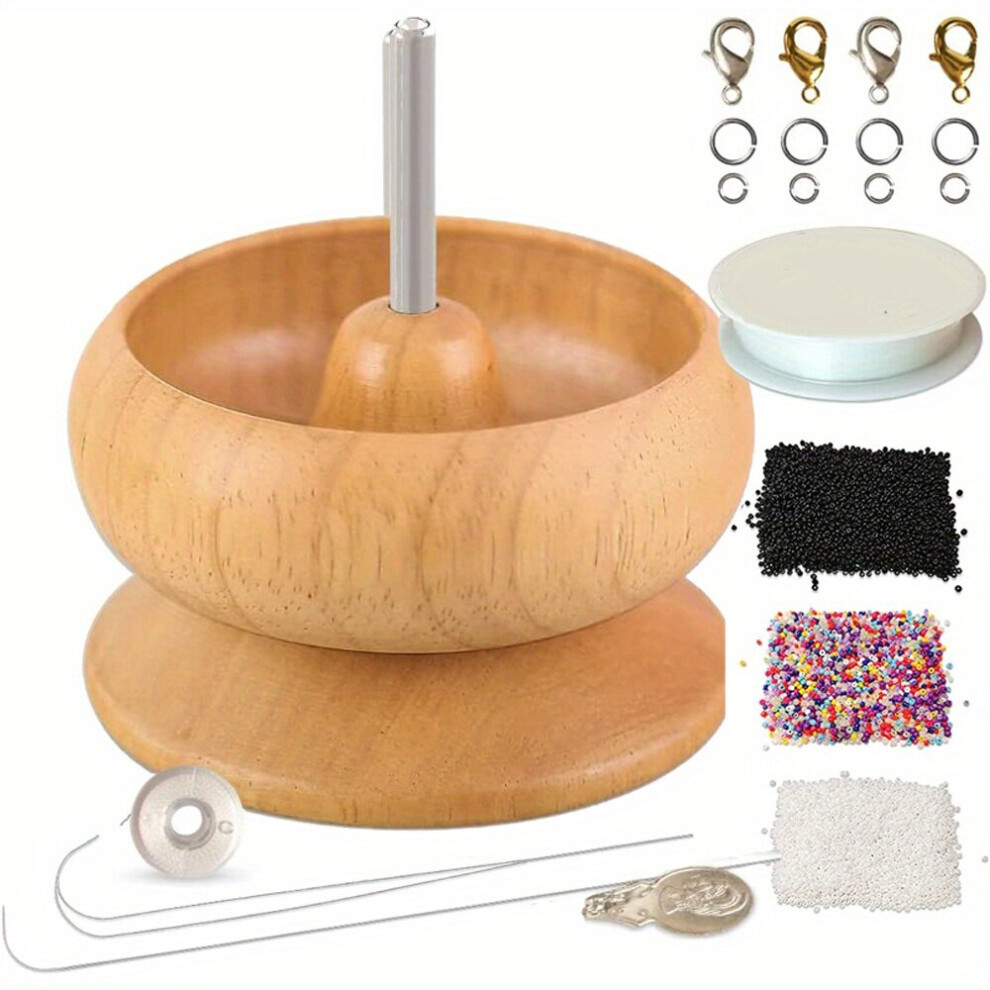 1set Beading Bowl Spinner With Beading Thread Cotton Thread 2 Beading Needles Needle Threader Lobster Clasp Open Jump Ring And 3 Bags Seed Beads For D