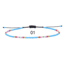 1pc Hot Colorful Rice Beads Braided Anklet Summer Seaside Beach Surfing Foot Accessories Textile Anklet