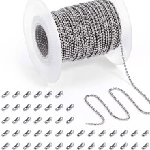 1000cm 393in Stainless Steel Silvery Bead Chain Material For Making Keychains Bracelets And Necklaces With 100pcs Connectors Diameter 0 0 06in