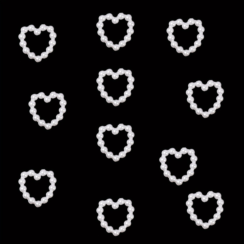 200Pcs Faux Pearl Series Nail Charms shaped Acrylic Heart Star Circle Bowknot Assorted Faux Pearls 3D Nail Art Charms For Nail Art DIY Crafts Accessor