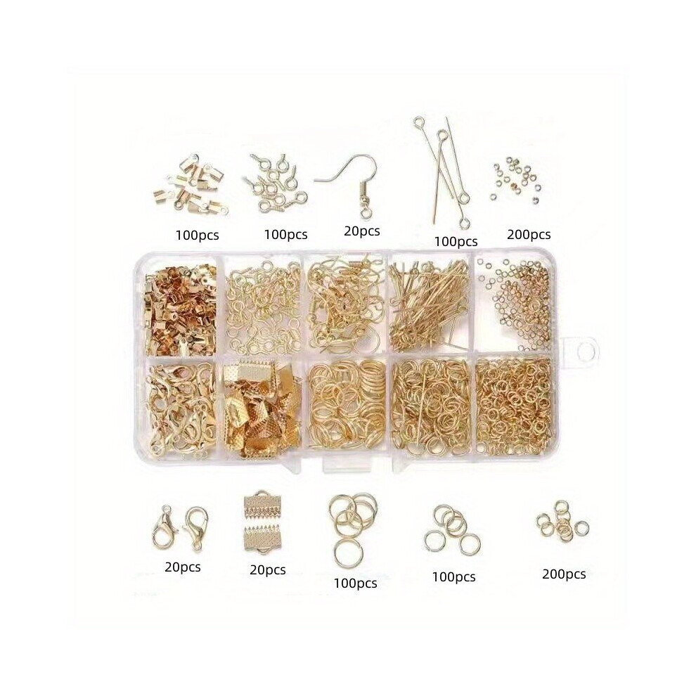 960pcs Box DIY Jewelry Accessories Set Box Lobster Clasp Positioning Beads Clip Piece Opening Circle Nine piece Needle Ear Jewelry Necklace Making Too