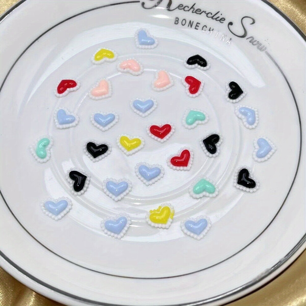 A Pack Of 30 Drop Glue Mixed Peach Heart Nail Art Jewelry Sticker Drill Decoration